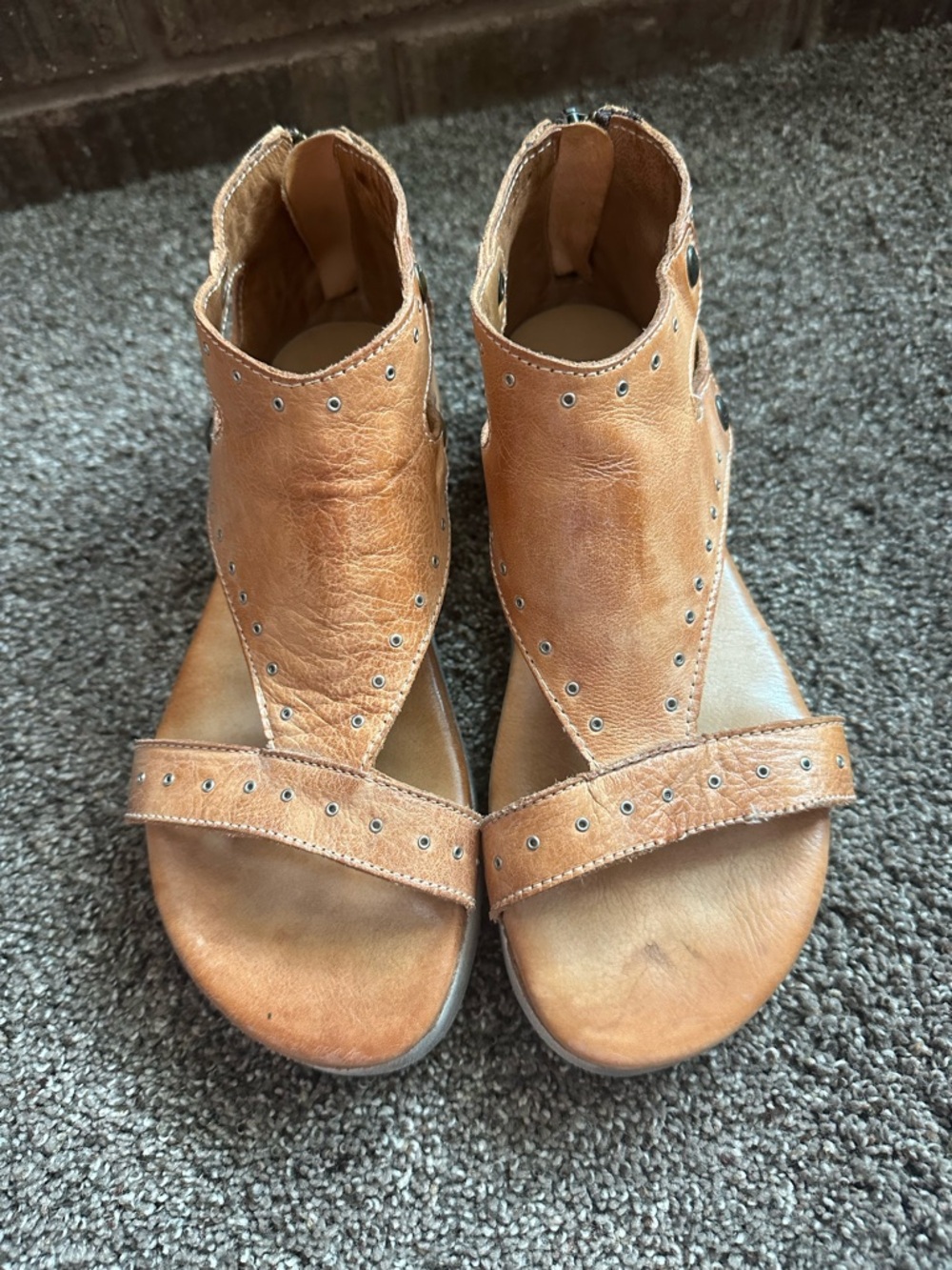 Bed Stu Leather Platform Sandals 8 Boho Rocker Studded Gladiator - Picture 3 of 9